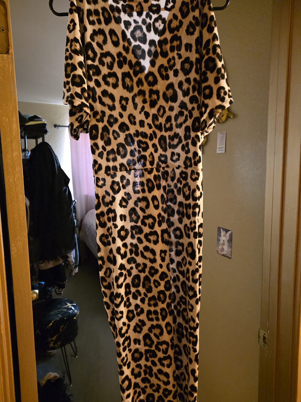 Leopard Print Midi Dress in Tan and Black